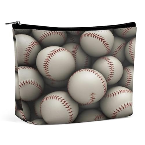 Wasserdichte Reise-Make-up-Tasche, Organizer, PU-Leder, Baseball-Kosmetiktasche, kleiner Kulturbeutel, niedlich, tragbare Reißverschlusstasche für Damen und Herren, Reisezubehör Wasserdichte Reise-Make-up-Tasche, Organizer, PU-Leder, Baseball-Kosmetiktasche, kleiner Kulturbeutel, niedlich, tragbare Reißverschlusstasche für Damen und Herren, Reisezubehör von LPAGBCNU