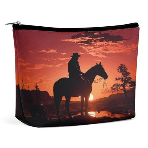 Wasserdichte Reise-Make-up-Tasche, Organizer, PU-Leder, Cowboy-West-Kosmetiktasche, kleiner Kulturbeutel, niedlich, tragbare Reißverschlusstasche für Damen und Herren, Reisezubehör Wasserdichte Reise-Make-up-Tasche, Organizer, PU-Leder, Cowboy-West-Kosmetiktasche, kleiner Kulturbeutel, niedlich, tragbare Reißverschlusstasche für Damen und Herren, Reisezubehör von LPAGBCNU