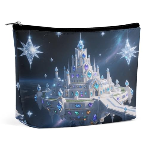 Wasserdichte Reise-Make-up-Tasche, Organizer, PU-Leder, Diamant-Stern, Weltraumpalast, Kosmetiktasche, kleiner Kulturbeutel, niedlich, tragbare Reißverschlusstasche für Damen und Herren, Reisezubehör Wasserdichte Reise-Make-up-Tasche, Organizer, PU-Leder, Diamant-Stern, Weltraumpalast, Kosmetiktasche, kleiner Kulturbeutel, niedlich, tragbare Reißverschlusstasche für Damen und Herren, Reisezubehör von LPAGBCNU