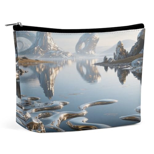 Wasserdichte Reise-Make-up-Tasche, Organizer, PU-Leder, Flüssigmetall, kleine Kulturbeutel, niedlich, tragbare Reißverschlusstasche für Damen und Herren, Reisezubehör Wasserdichte Reise-Make-up-Tasche, Organizer, PU-Leder, Flüssigmetall, kleine Kulturbeutel, niedlich, tragbare Reißverschlusstasche für Damen und Herren, Reisezubehör von LPAGBCNU