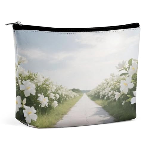 Wasserdichte Reise-Make-up-Tasche, Organizer, PU-Leder, Gardenia-Kosmetiktasche, kleiner Kulturbeutel, niedlich, tragbare Reißverschlusstasche für Damen und Herren, Reisezubehör Wasserdichte Reise-Make-up-Tasche, Organizer, PU-Leder, Gardenia-Kosmetiktasche, kleiner Kulturbeutel, niedlich, tragbare Reißverschlusstasche für Damen und Herren, Reisezubehör von LPAGBCNU