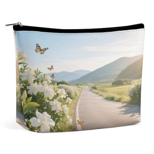 Wasserdichte Reise-Make-up-Tasche, Organizer, PU-Leder, Gardenia-Kosmetiktasche, kleiner Kulturbeutel, niedlich, tragbare Reißverschlusstasche für Damen und Herren, Reisezubehör Wasserdichte Reise-Make-up-Tasche, Organizer, PU-Leder, Gardenia-Kosmetiktasche, kleiner Kulturbeutel, niedlich, tragbare Reißverschlusstasche für Damen und Herren, Reisezubehör von LPAGBCNU