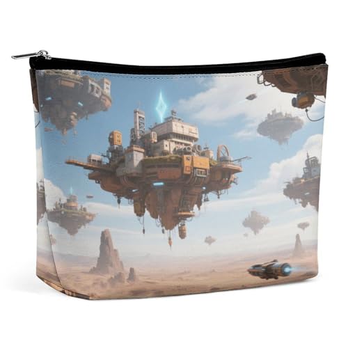 Wasserdichte Reise-Make-up-Tasche, Organizer, PU-Leder, Himmel-Ödland-Kosmetiktasche, kleiner Kulturbeutel, niedlich, tragbare Reißverschlusstasche für Damen und Herren, Reisezubehör Wasserdichte Reise-Make-up-Tasche, Organizer, PU-Leder, Himmel-Ödland-Kosmetiktasche, kleiner Kulturbeutel, niedlich, tragbare Reißverschlusstasche für Damen und Herren, Reisezubehör von LPAGBCNU