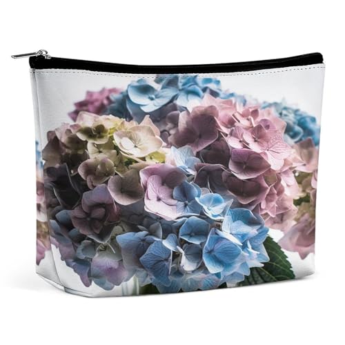Wasserdichte Reise-Make-up-Tasche, Organizer, PU-Leder, Hortensien, Blumen in Vase, Kosmetiktasche, niedlich, tragbare Reißverschlusstasche für Damen und Herren, Reisezubehör Wasserdichte Reise-Make-up-Tasche, Organizer, PU-Leder, Hortensien, Blumen in Vase, Kosmetiktasche, niedlich, tragbare Reißverschlusstasche für Damen und Herren, Reisezubehör von LPAGBCNU