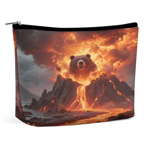 Wasserdichte Reise-Make-up-Tasche, Organizer, PU-Leder, Magma-Island-Kosmetiktasche, kleiner Kulturbeutel, niedlich, tragbare Reißverschlusstasche für Damen und Herren, Reisezubehör Wasserdichte Reise-Make-up-Tasche, Organizer, PU-Leder, Magma-Island-Kosmetiktasche, kleiner Kulturbeutel, niedlich, tragbare Reißverschlusstasche für Damen und Herren, Reisezubehör von LPAGBCNU