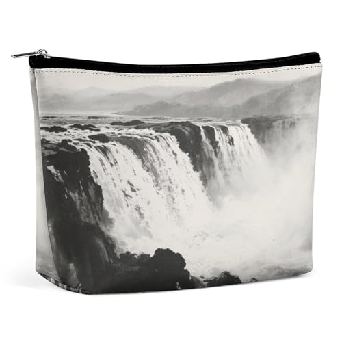 Wasserdichte Reise-Make-up-Tasche, Organizer, PU-Leder, Niagarafälle, Kosmetiktasche, kleine Kulturtasche, niedlich, tragbare Reißverschlusstasche für Damen und Herren, Reisezubehör Wasserdichte Reise-Make-up-Tasche, Organizer, PU-Leder, Niagarafälle, Kosmetiktasche, kleine Kulturtasche, niedlich, tragbare Reißverschlusstasche für Damen und Herren, Reisezubehör von LPAGBCNU