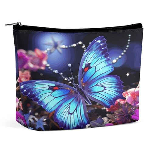 Wasserdichte Reise-Make-up-Tasche, Organizer, PU-Leder, Schönheit, Schmetterling, Kosmetiktasche, kleiner Kulturbeutel, niedlich, tragbare Reißverschlusstasche für Damen und Herren, Reisezubehör Wasserdichte Reise-Make-up-Tasche, Organizer, PU-Leder, Schönheit, Schmetterling, Kosmetiktasche, kleiner Kulturbeutel, niedlich, tragbare Reißverschlusstasche für Damen und Herren, Reisezubehör von LPAGBCNU