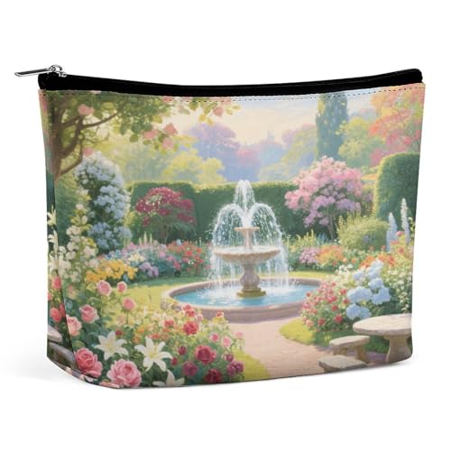 Wasserdichte Reise-Make-up-Tasche, Organizer, PU-Leder, Sommer, Garten, Kosmetiktasche, kleiner Kulturbeutel, niedlich, tragbare Reißverschlusstasche für Damen und Herren, Reisezubehör von LPAGBCNU