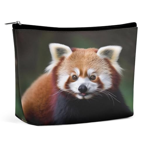 Wasserdichte Reise-Make-up-Tasche, Organizer, PU-Leder, Tier, roter Panda, Kosmetiktasche, kleiner Kulturbeutel, niedlich, tragbare Reißverschlusstasche für Damen und Herren, Reisezubehör von LPAGBCNU