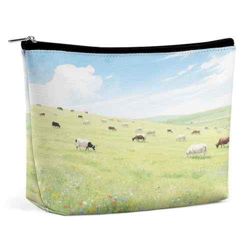 Wasserdichte Reise-Make-up-Tasche, Organizer, PU-Leder, Wildblumen auf dem Grasland, Kosmetiktasche, kleiner Kulturbeutel, niedlich, tragbare Reißverschlusstasche für Damen und Herren, Reisezubehör Wasserdichte Reise-Make-up-Tasche, Organizer, PU-Leder, Wildblumen auf dem Grasland, Kosmetiktasche, kleiner Kulturbeutel, niedlich, tragbare Reißverschlusstasche für Damen und Herren, Reisezubehör von LPAGBCNU