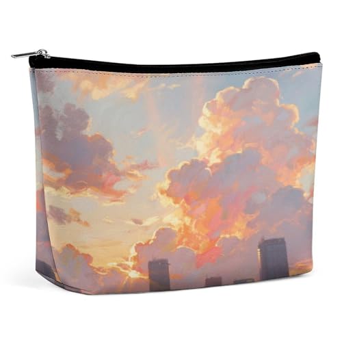 Wasserdichte Reise-Make-up-Tasche, Organizer, PU-Leder, Wolken, Kosmetiktasche, kleiner Kulturbeutel, niedlich, tragbare Reißverschlusstasche für Damen und Herren, Reisezubehör Wasserdichte Reise-Make-up-Tasche, Organizer, PU-Leder, Wolken, Kosmetiktasche, kleiner Kulturbeutel, niedlich, tragbare Reißverschlusstasche für Damen und Herren, Reisezubehör von LPAGBCNU