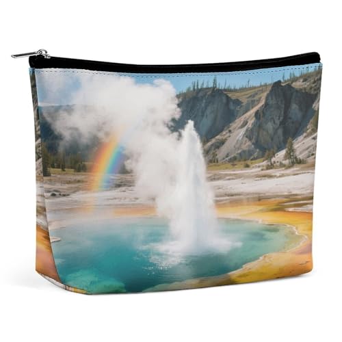 Wasserdichte Reise-Make-up-Tasche, Organizer, PU-Leder, Yellowstone National Park Geysers Kosmetiktasche, kleine Kulturtasche, niedlich, tragbare Reißverschlusstasche für Damen und Herren Wasserdichte Reise-Make-up-Tasche, Organizer, PU-Leder, Yellowstone National Park Geysers Kosmetiktasche, kleine Kulturtasche, niedlich, tragbare Reißverschlusstasche für Damen und Herren von LPAGBCNU