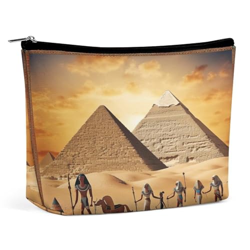 Wasserdichte Reise-Make-up-Tasche, Organizer, PU-Leder, altes Ägypten, Kosmetiktasche, kleiner Kulturbeutel, niedlich, tragbare Reißverschlusstasche für Damen und Herren, Reisezubehör Wasserdichte Reise-Make-up-Tasche, Organizer, PU-Leder, altes Ägypten, Kosmetiktasche, kleiner Kulturbeutel, niedlich, tragbare Reißverschlusstasche für Damen und Herren, Reisezubehör von LPAGBCNU