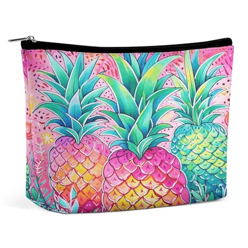 Wasserdichte Reise-Make-up-Tasche, Organizer, PU-Leder, drei große Ananas-Kosmetiktaschen, kleiner Kulturbeutel, niedlich, tragbare Reißverschlusstasche für Damen und Herren, Reisezubehör Wasserdichte Reise-Make-up-Tasche, Organizer, PU-Leder, drei große Ananas-Kosmetiktaschen, kleiner Kulturbeutel, niedlich, tragbare Reißverschlusstasche für Damen und Herren, Reisezubehör von LPAGBCNU