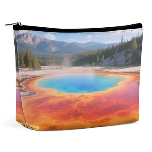 Wasserdichte Reise-Make-up-Tasche, Organizer, PU-Leder, große prismatische Federn, Kosmetiktasche, kleiner Kulturbeutel, niedlich, tragbare Reißverschlusstasche für Damen und Herren, Reisezubehör Wasserdichte Reise-Make-up-Tasche, Organizer, PU-Leder, große prismatische Federn, Kosmetiktasche, kleiner Kulturbeutel, niedlich, tragbare Reißverschlusstasche für Damen und Herren, Reisezubehör von LPAGBCNU