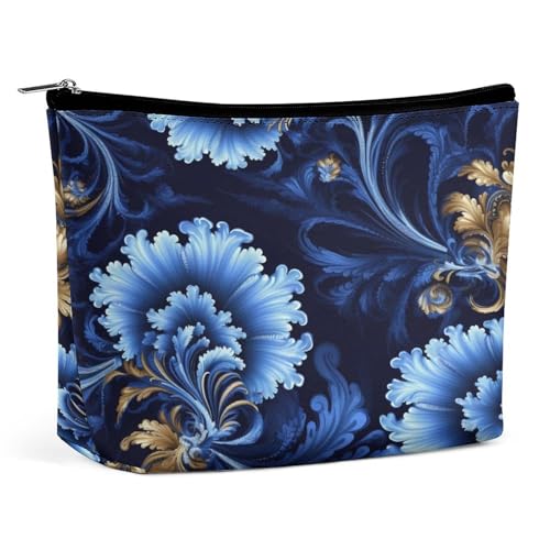 Wasserdichte Reise-Make-up-Tasche, Organizer, PU-Leder, klassische blaue Kosmetiktasche, kleiner Kulturbeutel, niedlich, tragbare Reißverschlusstasche für Damen und Herren, Reisezubehör Wasserdichte Reise-Make-up-Tasche, Organizer, PU-Leder, klassische blaue Kosmetiktasche, kleiner Kulturbeutel, niedlich, tragbare Reißverschlusstasche für Damen und Herren, Reisezubehör von LPAGBCNU