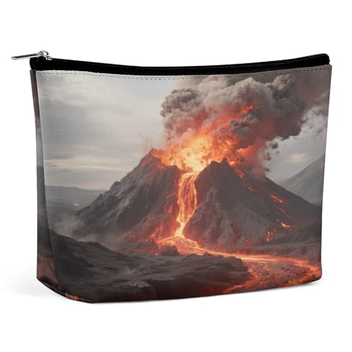 Wasserdichte Reise-Make-up-Tasche, Organizer, PU-Leder, vulkanisches Land-Kosmetikbeutel, kleiner Kulturbeutel, niedlich, tragbare Reißverschlusstasche für Damen und Herren, Reisezubehör Wasserdichte Reise-Make-up-Tasche, Organizer, PU-Leder, vulkanisches Land-Kosmetikbeutel, kleiner Kulturbeutel, niedlich, tragbare Reißverschlusstasche für Damen und Herren, Reisezubehör von LPAGBCNU