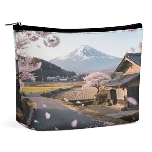 Wasserdichte Reise-Make-up-Tasche, Organizer, PU-Lederhalterung, Fuji-Kirschblüten-Saison, Kosmetiktasche, kleiner Kulturbeutel, niedlich, tragbare Reißverschlusstasche für Damen und Herren von LPAGBCNU