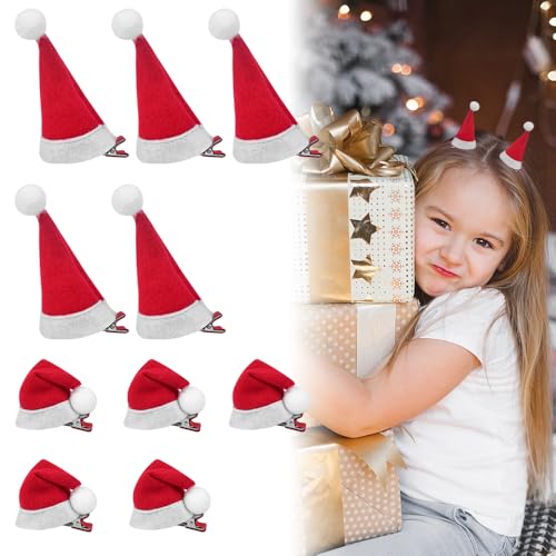 LPAMABA 10 Stück Mini Weihnachten Weihnachtsmütze Haarschmuck Rot Santa Hut Santa Hat Weihnachten Kopfschmuck Frisur Schmuck für Mädchen Damen von LPAMABA