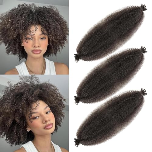 16 Zoll 3 Packs Vorgetrennte Springy Afro Kinky Twist Crochet Haar für Frauen Flechten Haar für Faux Locs Synthetische Pre Fluffed Frühling Twsit Haarverlängerungen (4#, 12inch(Pack of 3)) von LPARMJIT