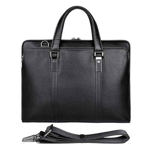 Arbeitstasche Leder Aktentasche Männer Business Tasche 15,6 "Laptop 14 Männliche Büro Dokument Datei Fall Schulter(Style 1 Black) von LPATEBCVU