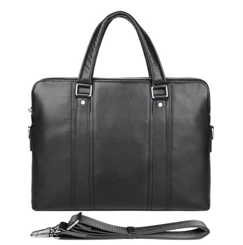 Arbeitstasche Leder Aktentasche Männer Business Tasche 15,6 "Laptop 14 Männliche Büro Dokument Datei Fall Schulter(Style 2 Black) von LPATEBCVU