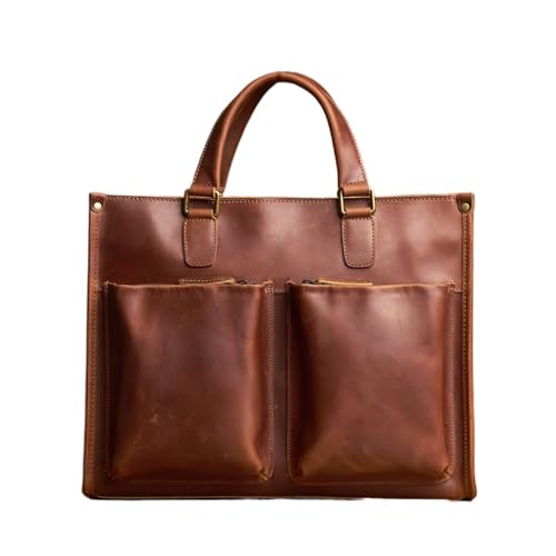 Arbeitstasche Leder Herrentasche Handtasche Business Laptoptasche Herren Umhängetasche Große Kapazität Tasche for 14-Zoll-Laptop(Brown) von LPATEBCVU