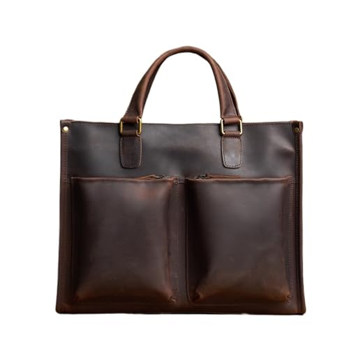 Arbeitstasche Leder Herrentasche Handtasche Business Laptoptasche Herren Umhängetasche Große Kapazität Tasche for 14-Zoll-Laptop(Coffee) von LPATEBCVU