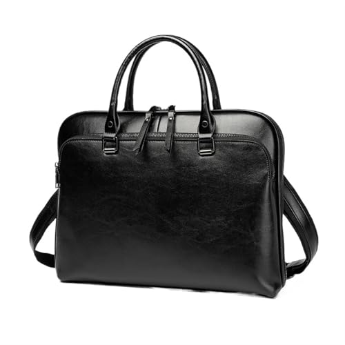 LPATEBCVU Arbeitstasche Business-Aktentasche aus Rindsleder for 13- bis 14-Zoll-Notebooktaschen, Anwaltstaschen, Bürotasche for Herren(Black) von LPATEBCVU
