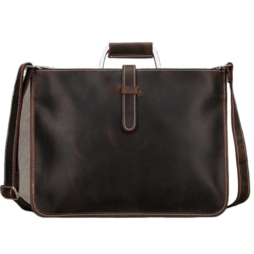 LPATEBCVU Arbeitstasche Handtaschen for Männer, schmale Aktentasche, Umhängetasche, Leder, Herren-Arbeitstaschen, männlich(Dark Brown) von LPATEBCVU