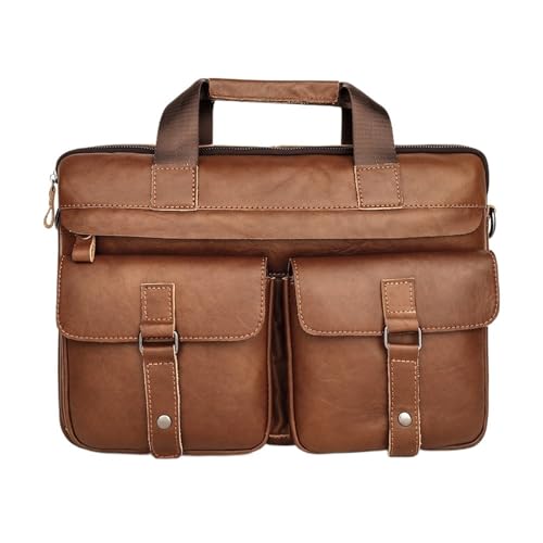 LPATEBCVU Arbeitstasche Herren-Aktentaschen, 15,6-Zoll-Laptoptasche, Bürotaschen for Herren, Dokumentengeschäft, Schultertasche, Messenger-Tasche, Handtasche(Brown) von LPATEBCVU