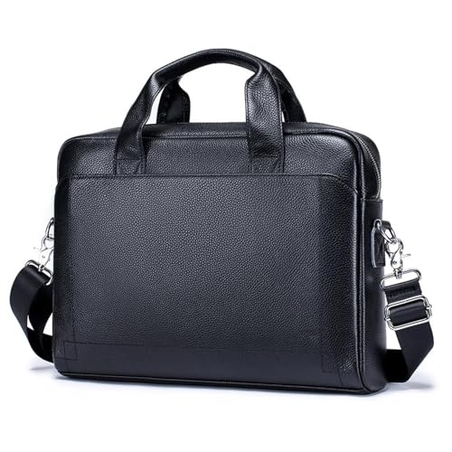 LPATEBCVU Arbeitstasche Herren-Lederhandtasche, Oberschicht-Rindsleder-Aktentasche, Leder-Laptoptasche, Diagonal Cross Office-Tasche(Black) von LPATEBCVU