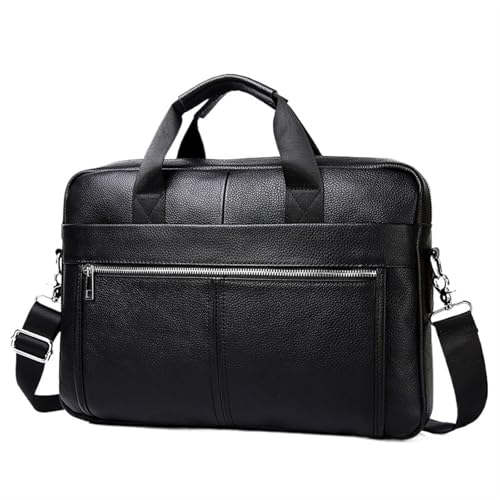 LPATEBCVU Arbeitstasche Leder-Aktentaschen for Herren, luxuriöse Handtaschen, Laptop-Aktentaschen, 15,6-Zoll-Büro-Bussiness-Computertasche(Black) von LPATEBCVU