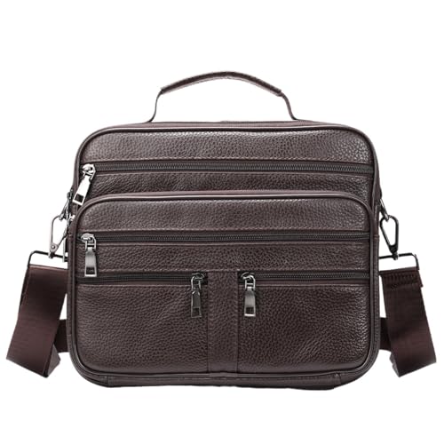 LPATEBCVU Arbeitstasche Leder Umhängetasche for Männer Schwarze Rindsleder Handtasche for Business Büro Messenger Bag Männliche(Coffee) von LPATEBCVU
