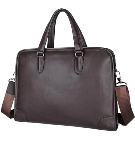 LPATEBCVU Arbeitstasche Männer Business Aktentasche Schwarz Echtes Leder 14 "Laptop Handtasche Rindsleder Schulter Messenger Tasche for Männliche PC Tägliche Arbeit tote(Coffee) von LPATEBCVU
