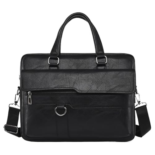 LPATEBCVU Arbeitstasche Männer Handtasche Leder Mann Aktentasche for Laptop Messenger Schulter Tasche Business Portfolio for A4 Dokument(Black) von LPATEBCVU
