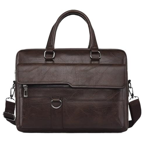 LPATEBCVU Arbeitstasche Männer Handtasche Leder Mann Aktentasche for Laptop Messenger Schulter Tasche Business Portfolio for A4 Dokument(Brown) von LPATEBCVU