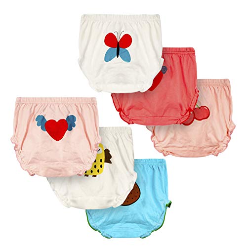 LPATTERN Baby/Kleinkind Jungen & Mädchen 6er Pack Baumwolle Unterhose Unterwäsche Höschen Schlüpfer Slips, A/Schmetterling+ Eule, 98-104| 100CM 14-17KG von LPATTERN