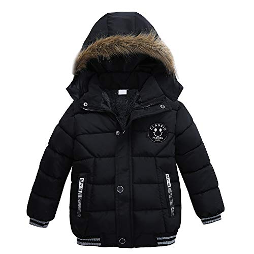 LPATTERN Junge Winter warme Baumwollkleidung Winterjacke, Schwarz, 116(Fabrikgröße: 120) von LPATTERN