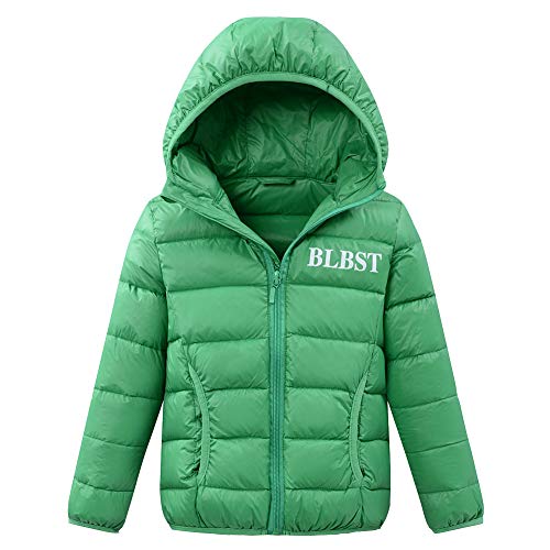 LPATTERN Kinder Jungen/Mädchen Leicht Daunenjacke Steppjacke Winterjacke Übergangsjacke gefüttert mit unabnehmbarer Kapuze, Frucht Grün, 116(Label: 120) von LPATTERN