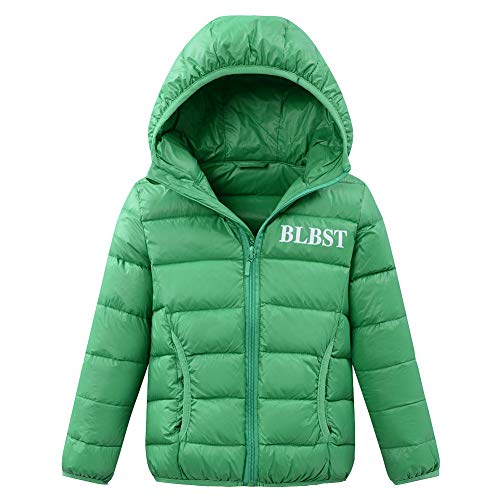 LPATTERN Kinder Jungen/Mädchen Leicht Daunenjacke Steppjacke Winterjacke Übergangsjacke gefüttert mit unabnehmbarer Kapuze, Frucht Grün, 164(Label: 170) von LPATTERN
