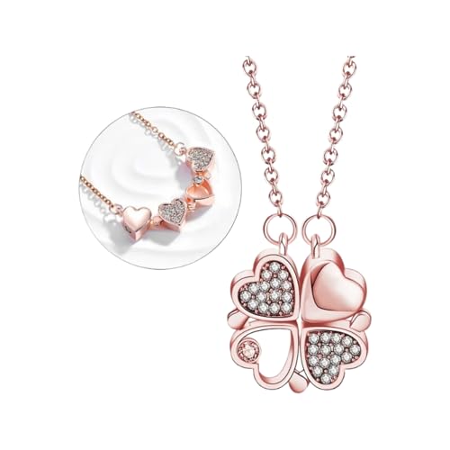 Personalisierte Halskette for Frauen, Glücksherz-Halskette for Frauen, 925 Sterling Silber Kleeblatt-Anhänger-Halskette, Liebes-Herz-Anhänger-Halskette, Klee-Herz-Halskette, 4-Herz-Kleeblatt-Halskette von LPLPL