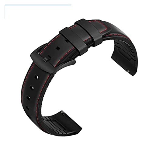 LPMPCZKZGF Uhrband 22mm Silikon + Leder 2in 1 Gurt Mode Herren Ersatzarmband Kompatibel for Huawei Uhr Pro/Gt. Schnelle Veröffentlichung Uhrarmband(Black red black) von LPMPCZKZGF