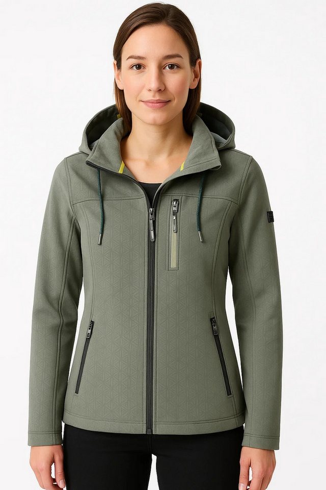 LPO Softshelljacke SHELBY PEAK II leichte Softshelljacke mit All-Over-Print und abnehmbarer Kapuze von LPO