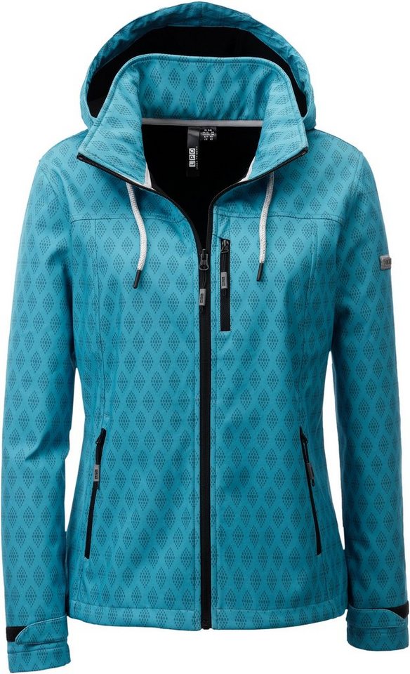 LPO Softshelljacke SHELBY PEAK III Women leichte Softshelljacke mit All-Over-Print und abnehmbarer Kapuze von LPO