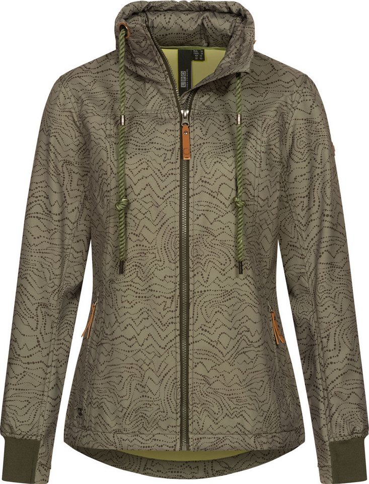 LPO Softshelljacke SHELBY PEAK IV Women leichte Softshelljacke mit All-Over-Print und abnehmbarer Kapuze von LPO