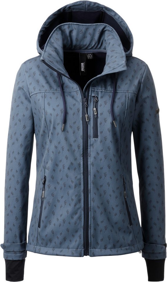 LPO Softshelljacke SHELBY PEAK VI Women leichte Softshelljacke mit All-Over-Print und abnehmbarer Kapuze von LPO