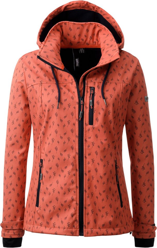 LPO Softshelljacke SHELBY PEAK VI Women leichte Softshelljacke mit All-Over-Print und abnehmbarer Kapuze von LPO