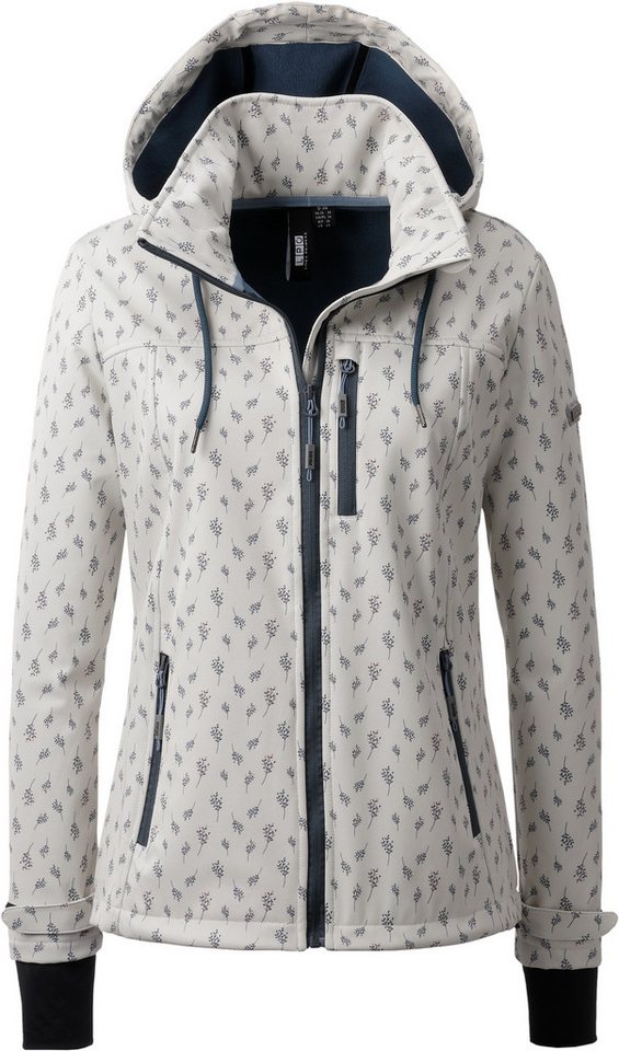 LPO Softshelljacke SHELBY PEAK VI Women leichte Softshelljacke mit All-Over-Print und abnehmbarer Kapuze von LPO