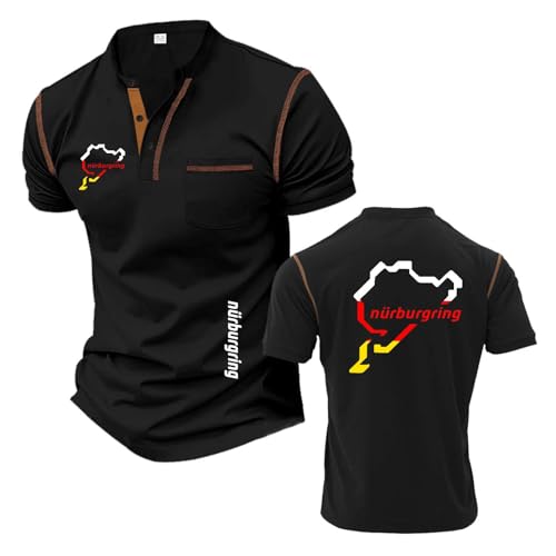 Lässiges Henley T-Shirt Herren Für N.u.rb.ur.gr.ing Grafik Unterwäsche Fitness T-Shirt Stehkragen Kurzärmliges Weiches Poloshirt Schnelltrocknend Halbarm-HeiS||l von LPPALsjd